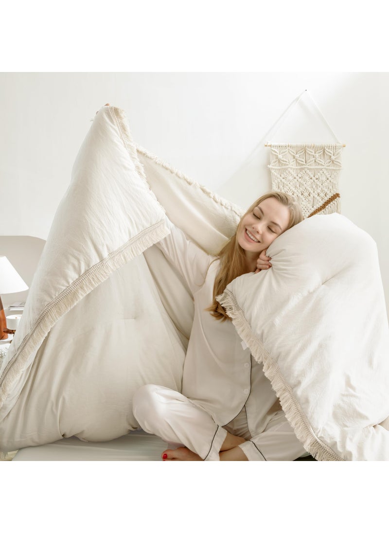 Andency Andency Twin Comforter Set Sage Green  2 Pieces Kids Comforter Sets for Boys Girls Teens  Boho Tassel Lightweight Winter Fluffy Bed Set (66x90In Comforter & 1 Pillowcase)  - Image 3
