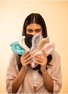 BRIGHTLY LABS Ultimate Comfort with our Pure Mulberry Silk Contour Eyemask - Soft Sleep Aid with Elastic Strap, 22 Momme, Infused with Silver Ions, Silver Color  - Image 3