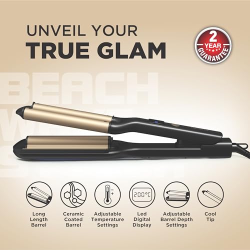 Havells Beach Wave Styler with Ceramic Coated Barrel | Adjustable Temperature Settings with Temperature Control | 360° Swivel Cord with Hanging Loop |2 Years Manufacturer Warranty | HS4000 (Black) - Image 3