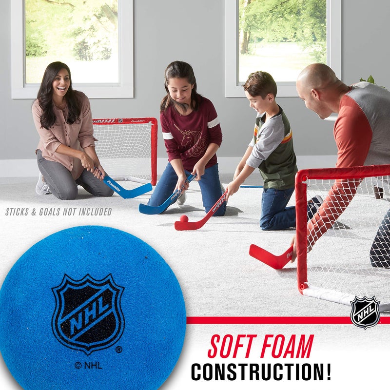 Franklin Sports Knee Hockey Balls - Indoor Mini Foam Hockey Balls for Kids - 12 Soft Foam Pack - Assorted Colors - Drawstring Bag - Image 4