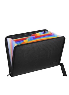 Generic 13 Pocket Expanding File Folder Document Organizer A4 Size Accordian File Folder Organizer Accordion Folder with Color Labels Zipper Closure Non-Itchy Silicone Coated Portable Filing Pouch  - Image 1