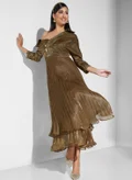 Threadz by Ajooni Asymmetric Plisse Dress