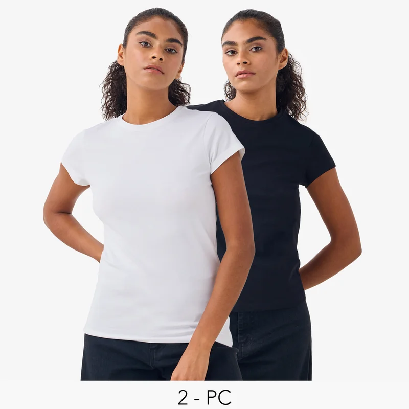 سبلاش فيڤ Set of 2 - Crew Neck T-shirt with Cap Sleeves