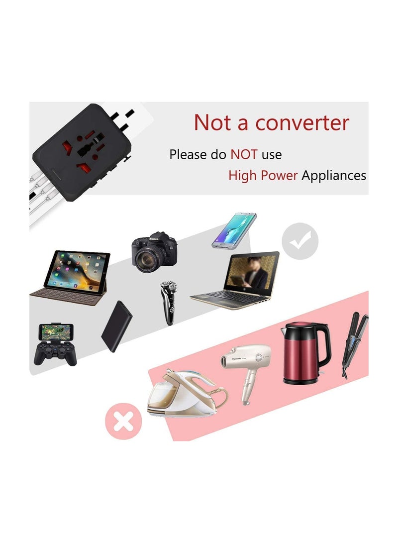 Universal Travel Adapter Plug with 3 USB  1 Type-C Port,Fast Wall Plug Adapter Socket with UK/EU/AU/US Plugs,Multiport Charger Plug Converter - Image 3