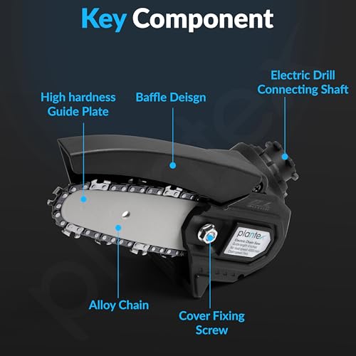 Plantex Electric Chainsaw Attachment/4-Inch Cordless Chain Saw with 4000RPM Load Speed/7m/s Chain Speed/Lightweight Pruning Saw for Wood Cutting - Black (Mainframe, Battery & Charger Not Included) - Image 5
