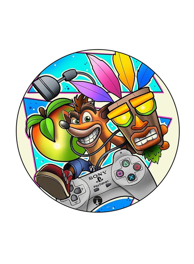 Video Game Crash Printed Mouse Pad Round  Multicolour