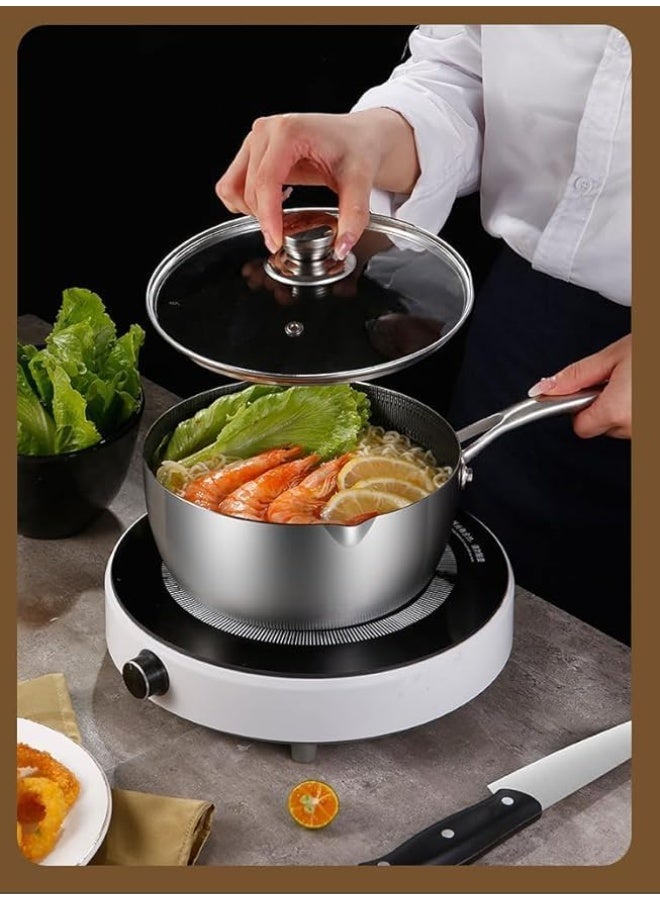 مقلاة عميقة غير لاصقة من الستانلس ستيل مع غطاء لطهي عملي وسهل. - Image 3