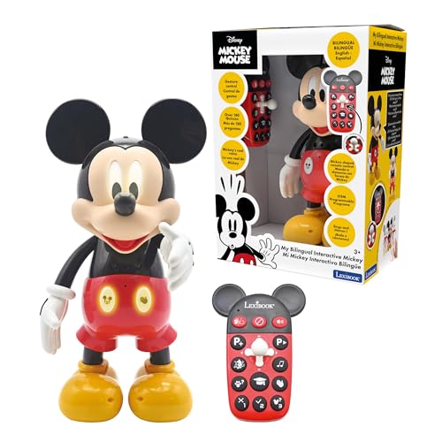 LEXiBOOK Disney Bilingual Mickey Robot EnglishSpanish 100 Educational quizzes Light Effects Dance programmable Articulated Blackred MCH01i2 - Image 1
