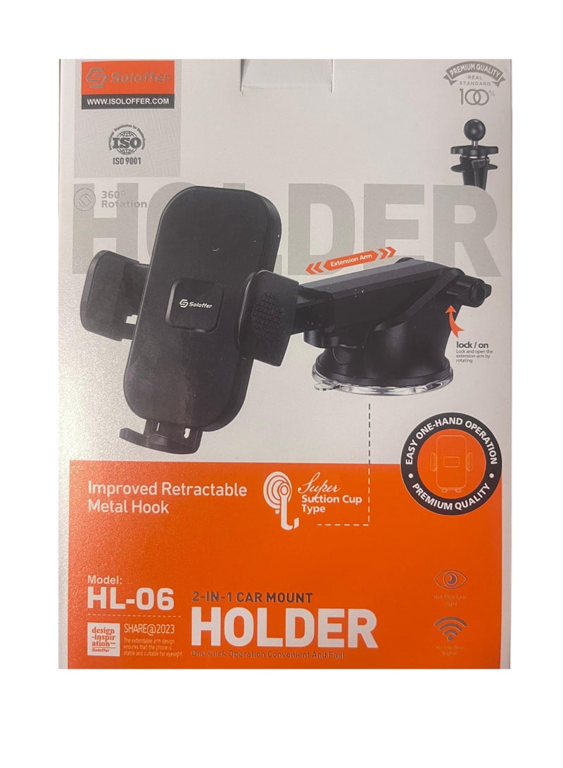 Soloffer Car Phone Holder | 360° Rotating Dashboard & Windshield Mount | Strong Anti-Slip Grip | Mobile Stand for Cars - Image 4