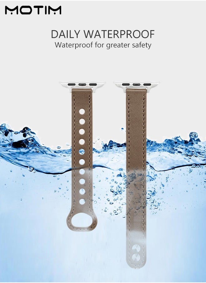 Motim - Apple Watch Leather Band 42mm/44mm/45mm/49mm, Genuine Leather Thin Replacement Strap Wristband for iWatch Ultra SE Series 10/9/8/7/6/5/4/3/2/1 - Image 1