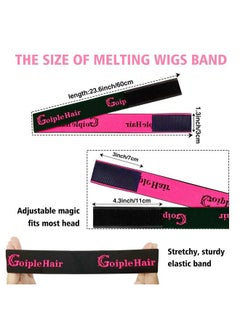 Goiple 3PCS Elastic Bands for Wig Edges - Adjustable Wig Band for Edges Wig Install Accessories with Pink set-9pcs Hair Wax Stick Set  - Image 2
