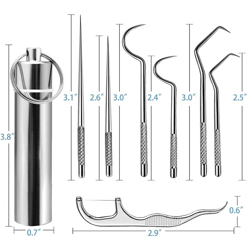 Maxxlite 7Pcs 2 Set Portable Stainless Steel Toothpicks Pocket Set Reusable Metal Toothpicks Cleaning Kit with Holder for Outdoor Picnic Camping Traveling - Image 5