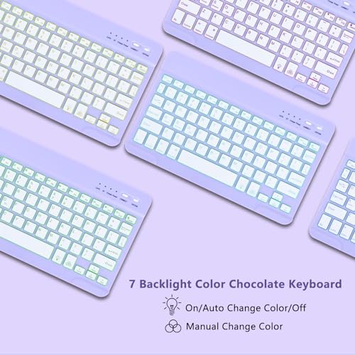 MMK for iPad Air 11 Inch Case Keyboard (M3 2025 / M2 2024) & iPad Pro 11 Inch Case (1st Gen 2018), 7 Colors Backlit Bluetooth Keyboard Cover with Pencil Holder for 10.9” iPad Air 4th/5th Gen-Purple - Image 3