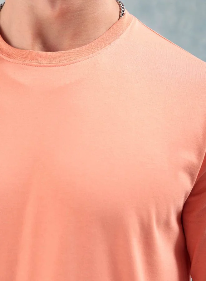 ذا انديان كراج كو Men Slim Fit Solid Round Neck Tshirt