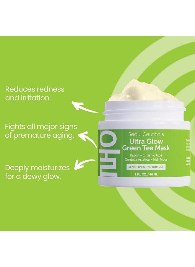 seoulceuticals - Korean Skin Care Face Mask For Sensitive Skin Korean Skincare Green Tea Wash Off Masks K Beauty Face Masks Aloe Vera Mask + Centella Asiatica Hydrating Facial Spa Mask 2Oz - Image 1