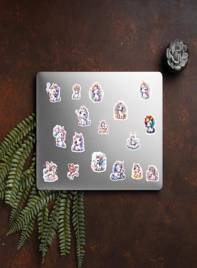 D2C Unicorn Sticker Pack of 63 Glitter Finish Stickers, Pastel Unicorns and Rainbows for Kids, Teens, Scrapbooks, Water Bottles, Laptops, DIY Crafts - Image 2