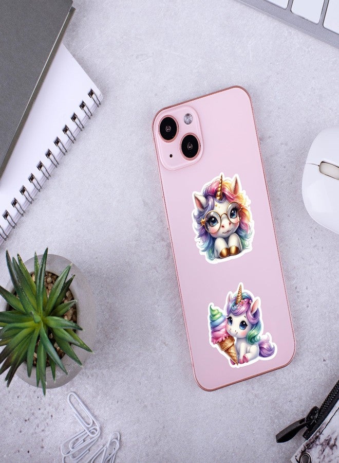 D2C Unicorn Sticker Pack of 63 Glitter Finish Stickers, Pastel Unicorns and Rainbows for Kids, Teens, Scrapbooks, Water Bottles, Laptops, DIY Crafts - Image 3