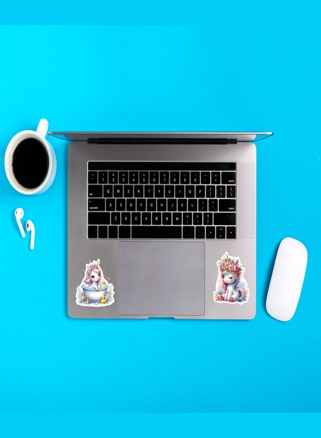 D2C Unicorn Sticker Pack of 63 Glitter Finish Stickers, Pastel Unicorns and Rainbows for Kids, Teens, Scrapbooks, Water Bottles, Laptops, DIY Crafts - Image 4