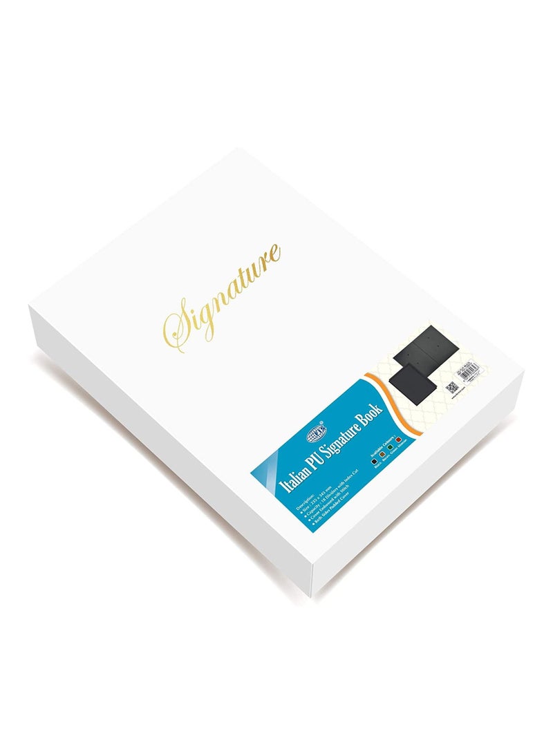 FIS Signature Book, Italian PU Material Cover, 18 Sheets with Gift Box, Black Color, 240 x 340 mm - FSCL18BKD1 - Image 3