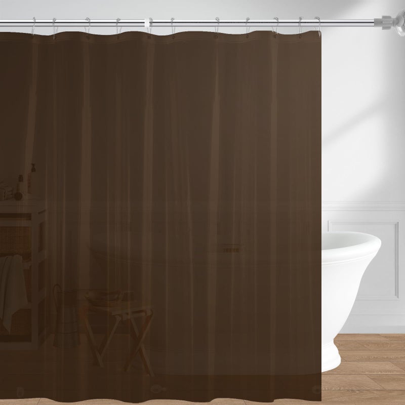 downluxe Frosted Brown Shower Curtain Liner PEVA Lightweight Plastic Shower Liner with 3 Magnets 72 x 72 Waterproof Bathroom Curtain