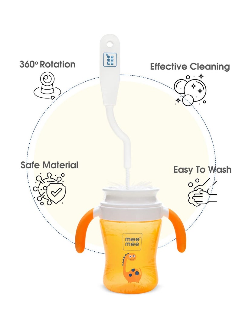 mee mee Movable Nylon Bristle Baby Feeding Bottle Cleaning Brush Nipple Cleaner Ergonomic Handle Easy to Clean Narrow Wide Neck Bottles BPA Free Easy Hanging Storage White - Image 3