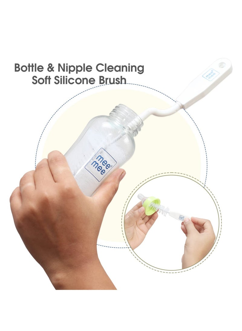 mee mee Movable Nylon Bristle Baby Feeding Bottle Cleaning Brush Nipple Cleaner Ergonomic Handle Easy to Clean Narrow Wide Neck Bottles BPA Free Easy Hanging Storage White - Image 5