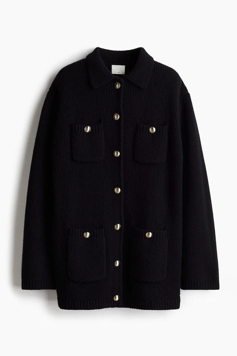اتش اند ام Rib-Knit Wool Cardigan
