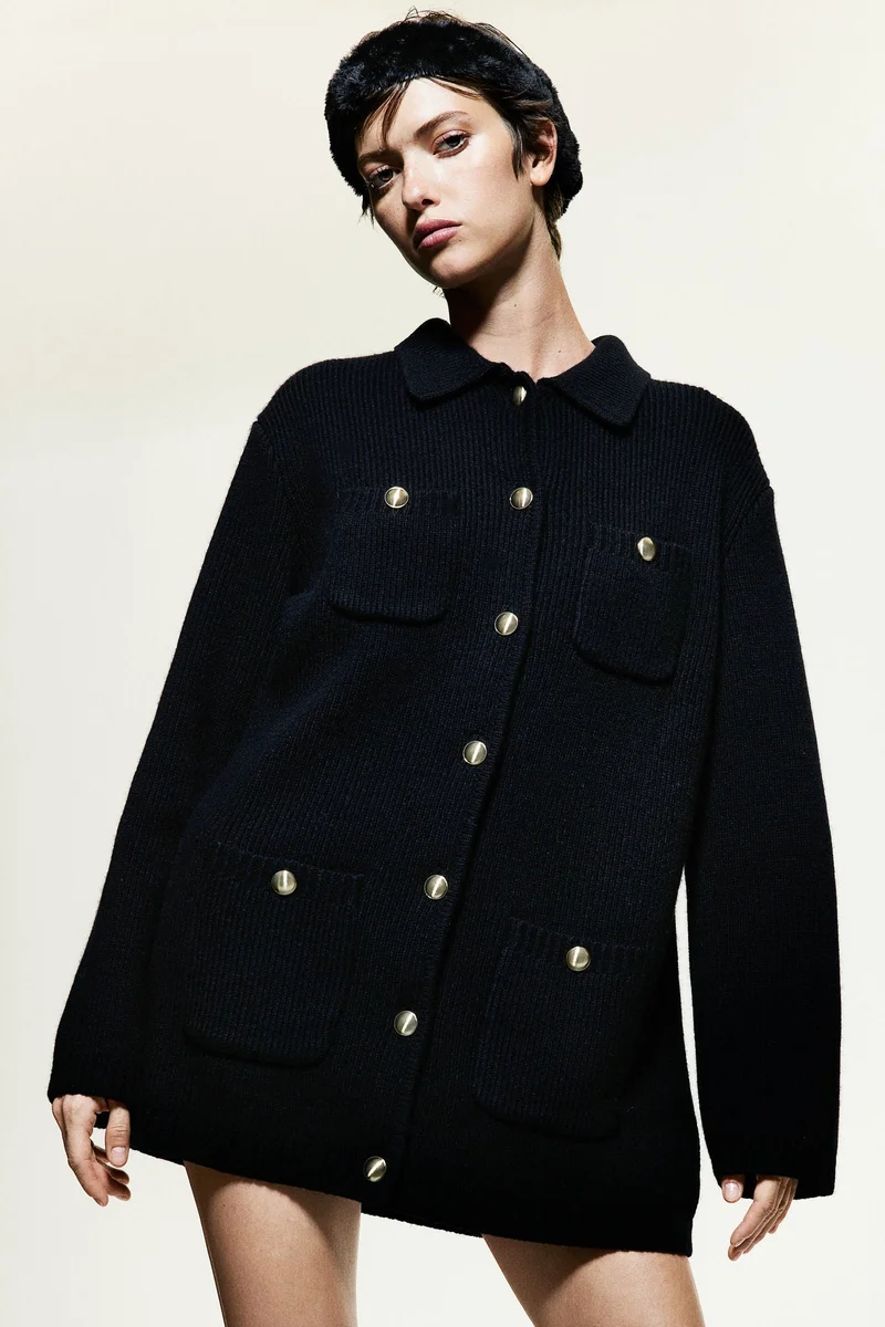 H&M Rib-Knit Wool Cardigan