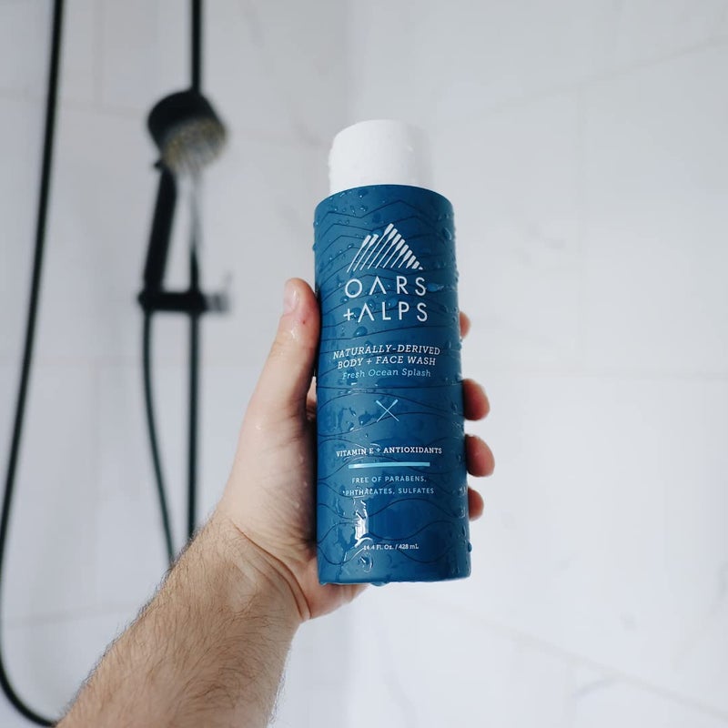 Oars + Alps Men's Sulfate Free Hair Shampoo, Conditioner, and Body Wash Kit, Moisturizing Skin Care Infused with Kelp and Algae Extracts, Fresh Ocean Splash Scent - Image 5