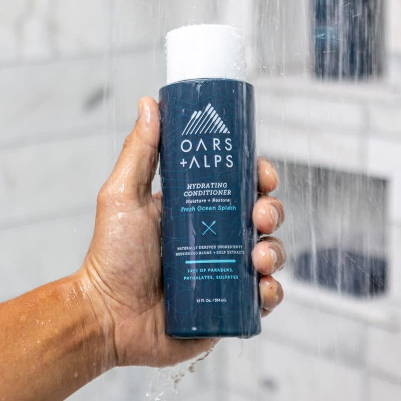 Oars + Alps Men's Sulfate Free Hair Shampoo, Conditioner, and Body Wash Kit, Moisturizing Skin Care Infused with Kelp and Algae Extracts, Fresh Ocean Splash Scent - Image 3