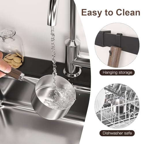 FAFAFLYER Dog-Cat Food Scoop Measuring-Cup - 3/4 Cup (6 Oz),304 stainless steels,Black walnut long handle - Image 5