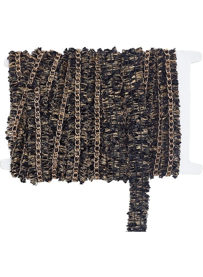 10 Yard Nylon Ribbon with Aluminum Curb Chain Black Decorative Ribbon with Cross Chain for Clothes Bag Shoes Wedding Party Hanging Home Decoration, 20mm/ 3/4 inches Width  - Image 1