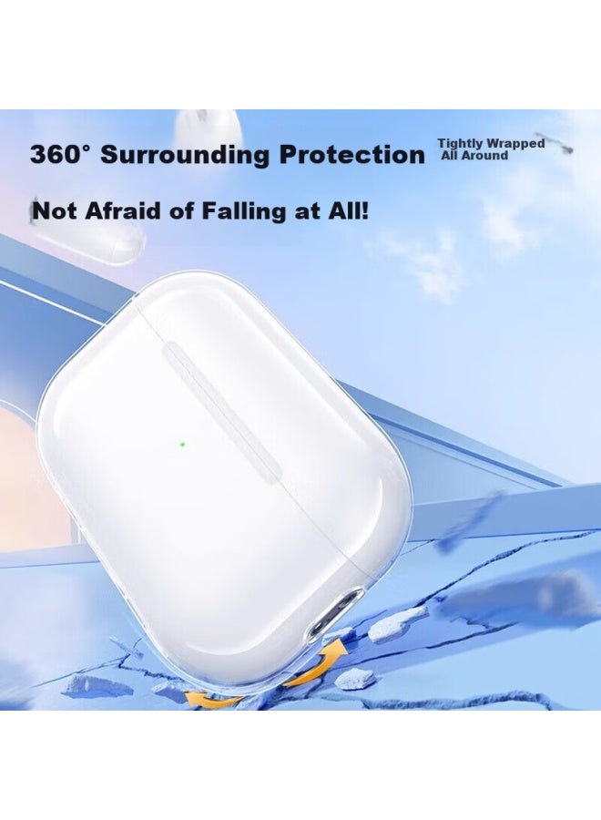 Beiyipin Bluetooth Earphone Protective Case Compatible With New Airpods Pro3 Protective Cover, Apple Second Generation Earphones Transparent Soft Shell Full Protection Shockproof Anti-slip Fingerprint Resistant Full Cover Case - Image 2