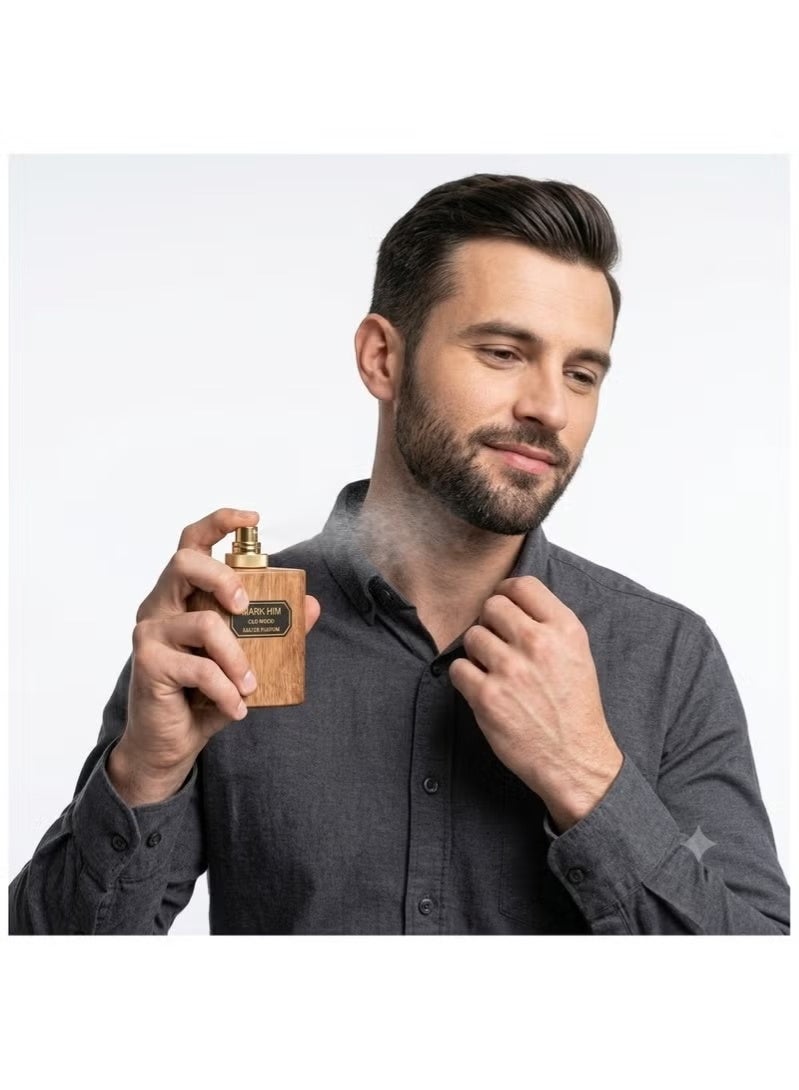 Mark Him Old Wood Men’s Perfume – 100ml Eau de Parfum Spray Vaporisateur | Bold Woody Long Lasting Sophisticated Fragrance for Men | Luxury Daily & Evening Wear Perfume - Image 3