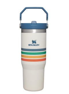STANLEY IceFlow Stainless Steel Tumbler with Straw Vacuum Insulated Water Bottle for Home, Office or Car - Reusable Cup with Leak-Resistant Flip Straw Keeps Drinks Cold for 12 Hours or Iced for 2 Days 30 oz Cream