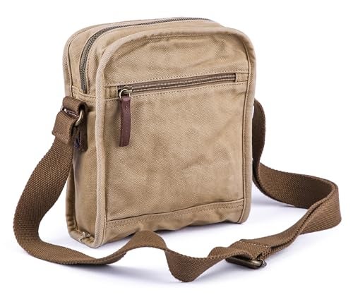 GOOTIUM Small Canvas Cross Body Messenger Bag, Khaki - Image 3