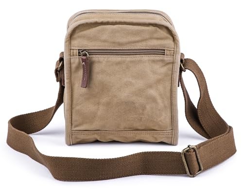GOOTIUM Small Canvas Cross Body Messenger Bag, Khaki - Image 2