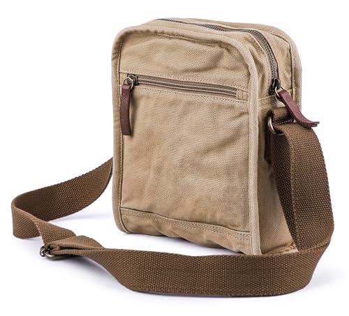 GOOTIUM Small Canvas Cross Body Messenger Bag, Khaki - Image 4