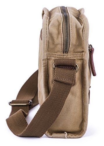 GOOTIUM Small Canvas Cross Body Messenger Bag, Khaki - Image 5