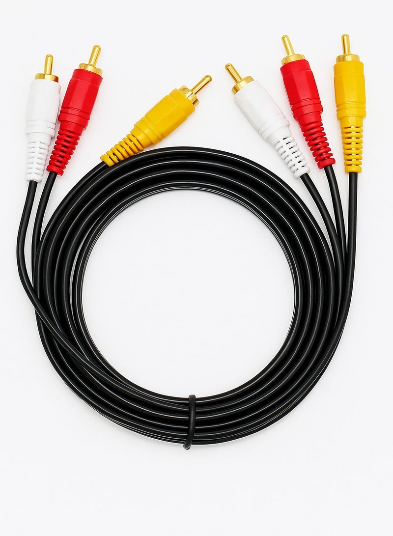 FUJISHKA 3RCA to 3RCA Cable – 1.5 Meter (5 Feet) – Male to Male AV Composite Video Audio Cable for TV, DVD, VCR, Set-Top Box, Amplifier – Pure Copper Core – Durable and Flexible  - Image 1