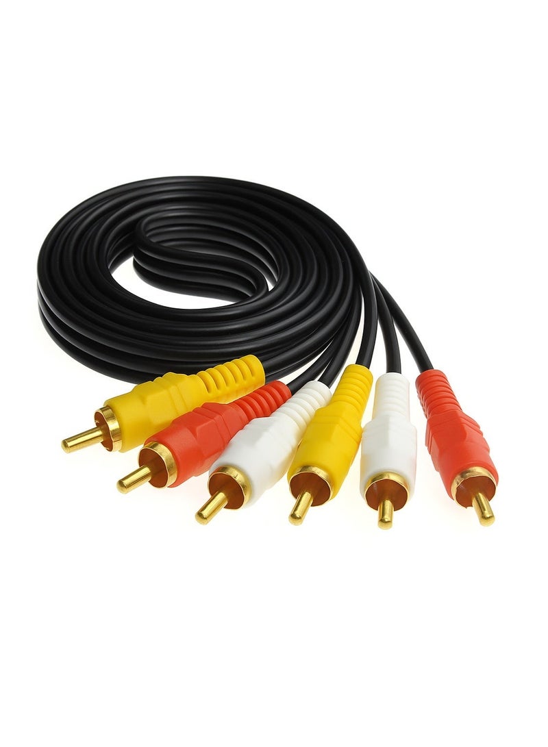 فوجيشكا كابل 3RCA إلى 3RCA بطول 1.5 متر – كابل صوت وصورة AV ثلاثي (ذكر إلى ذكر) – لتوصيل التلفاز، DVD، VCR، الرسيفر، ومكبرات الصوت – نواة نحاسية نقية – متين ومرن - Image 2