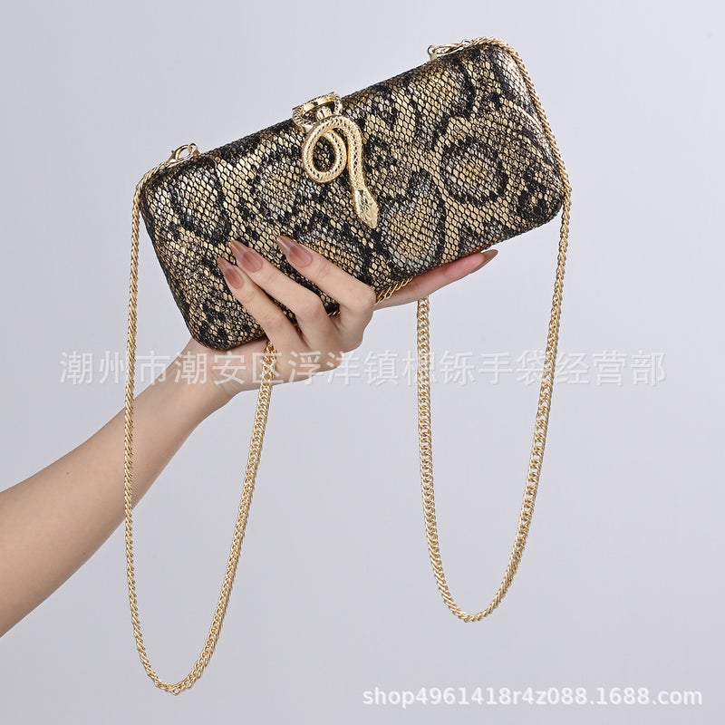 New Fashion Retro Snake Pattern Women'S Clutch Niche Single Shoulder Crossbody Evening Bag Light Luxury Dress Evening Wear - Image 4