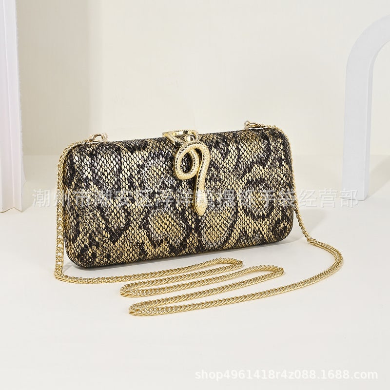 New Fashion Retro Snake Pattern Women'S Clutch Niche Single Shoulder Crossbody Evening Bag Light Luxury Dress Evening Wear - Image 5