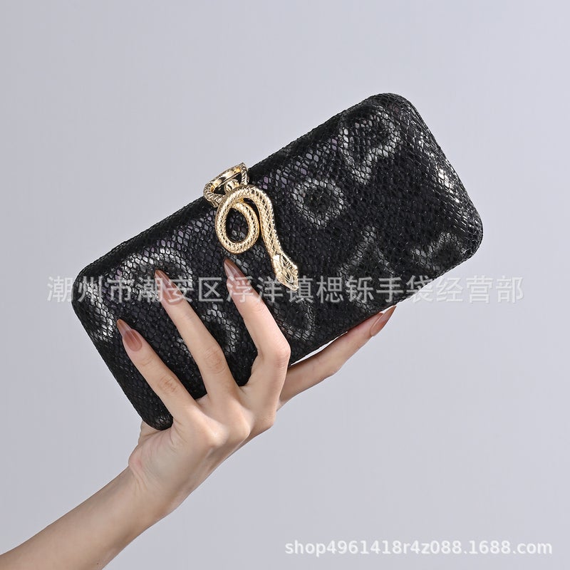 New Fashion Retro Snake Pattern Women'S Clutch Niche Single Shoulder Crossbody Evening Bag Light Luxury Dress Evening Wear - Image 1