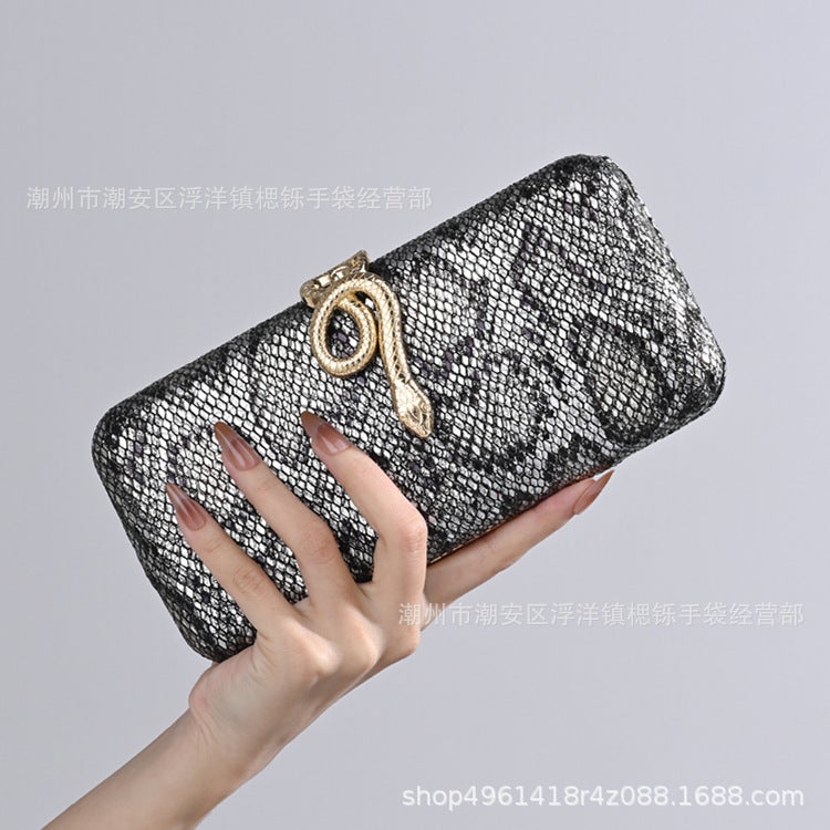 New Fashion Retro Snake Pattern Women'S Clutch Niche Single Shoulder Crossbody Evening Bag Light Luxury Dress Evening Wear - Image 2