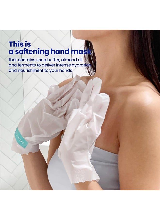 FACETORY Soft Hands Moisturing Hand Mask With Softening Shea Butter, Almond Seed Oil, And Ferments - Hand Spa Nourishing And Renewing Hand Sheet Mask For Dry, Rough Hands And Cuticles - 3 Pairs  - Image 3