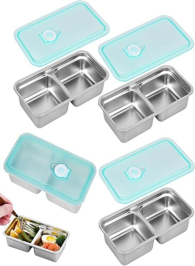 Whimsical Stainless Steel Double Compartment Snack Containers - Reusable Grab & Go Food Storage with Lids, Dishwasher Safe for Dips, Takeout, Travel & Camping (2) - Image 4
