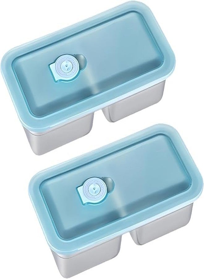 Whimsical Stainless Steel Double Compartment Snack Containers - Reusable Grab & Go Food Storage with Lids, Dishwasher Safe for Dips, Takeout, Travel & Camping (2) - Image 1