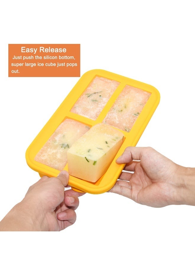 Chabeia Ice Cube Tray with Lid, Silicone Freezing Tray, Baby Food Freezer Trays, Souper Cubes Silicone for Soup Sauce Meal Prep,300ml Portion - Image 1
