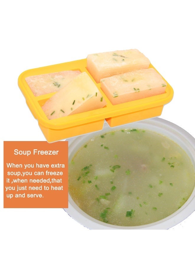 Chabeia Ice Cube Tray with Lid, Silicone Freezing Tray, Baby Food Freezer Trays, Souper Cubes Silicone for Soup Sauce Meal Prep,300ml Portion - Image 5